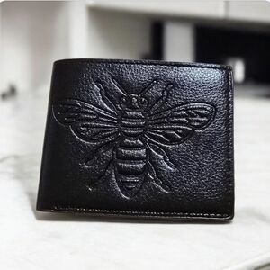 Black  Wallet with Embossed Bee Design
